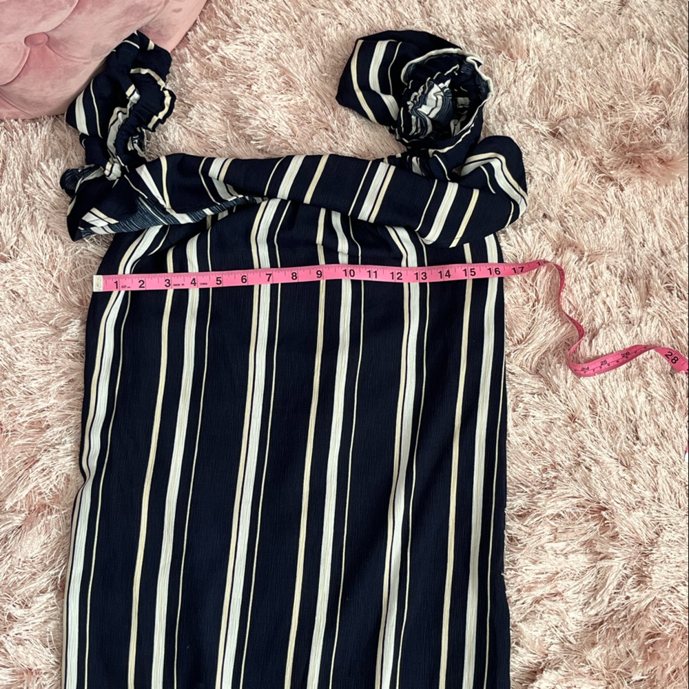 💙NWT Lucca Couture Navy Blue Striped Maxi Dress - Picture 9 of 14
